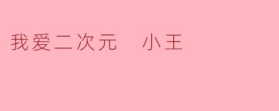 我爱二次元 小王